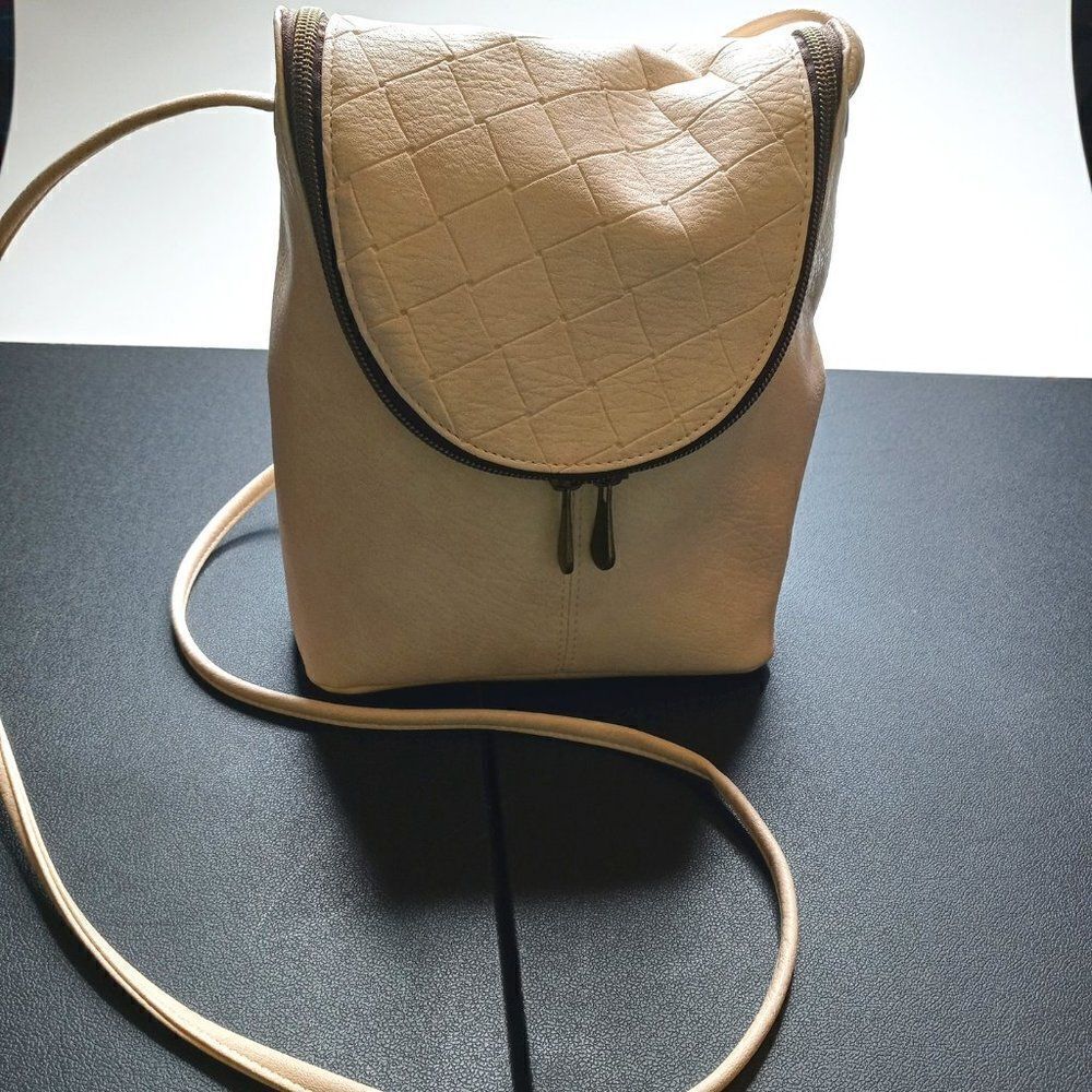 Cream Faux Woven Crossbody